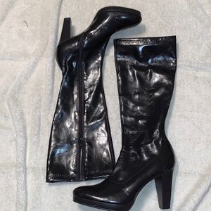 Black leather boots